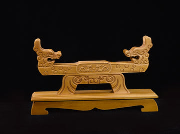 Brown Double Dragon Solid Wood Single Tier Katana Stand